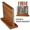 Home Kitchen Double-sided Wooden Magnetic Knife Holder, Multi-functional Storage Knife Holder with Strong Magnets, Magnetic Support