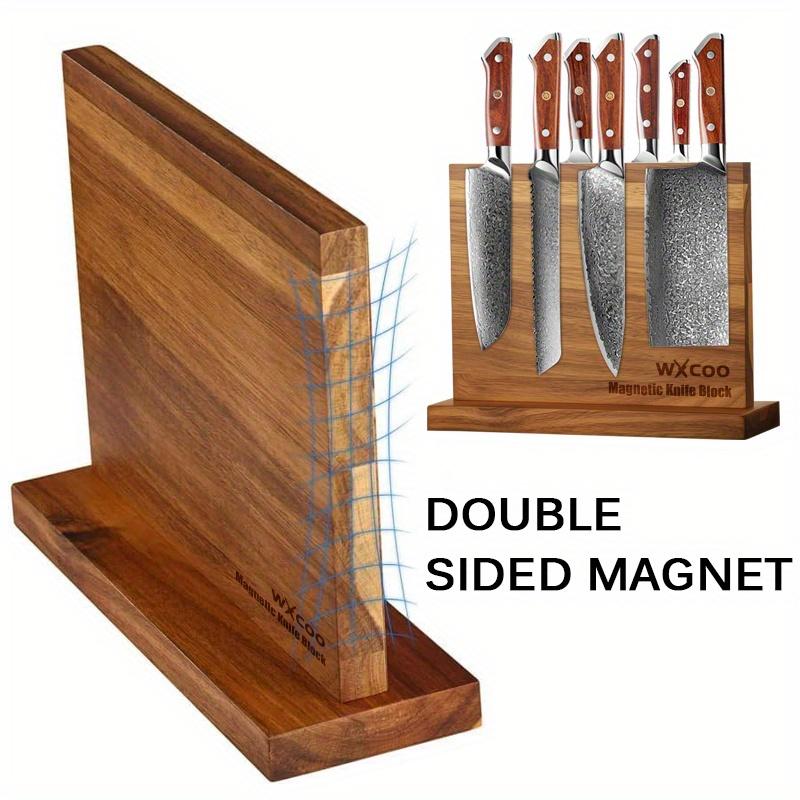 Home Kitchen Double-sided Wooden Magnetic Knife Holder, Multi-functional Storage Knife Holder with Strong Magnets, Magnetic Support