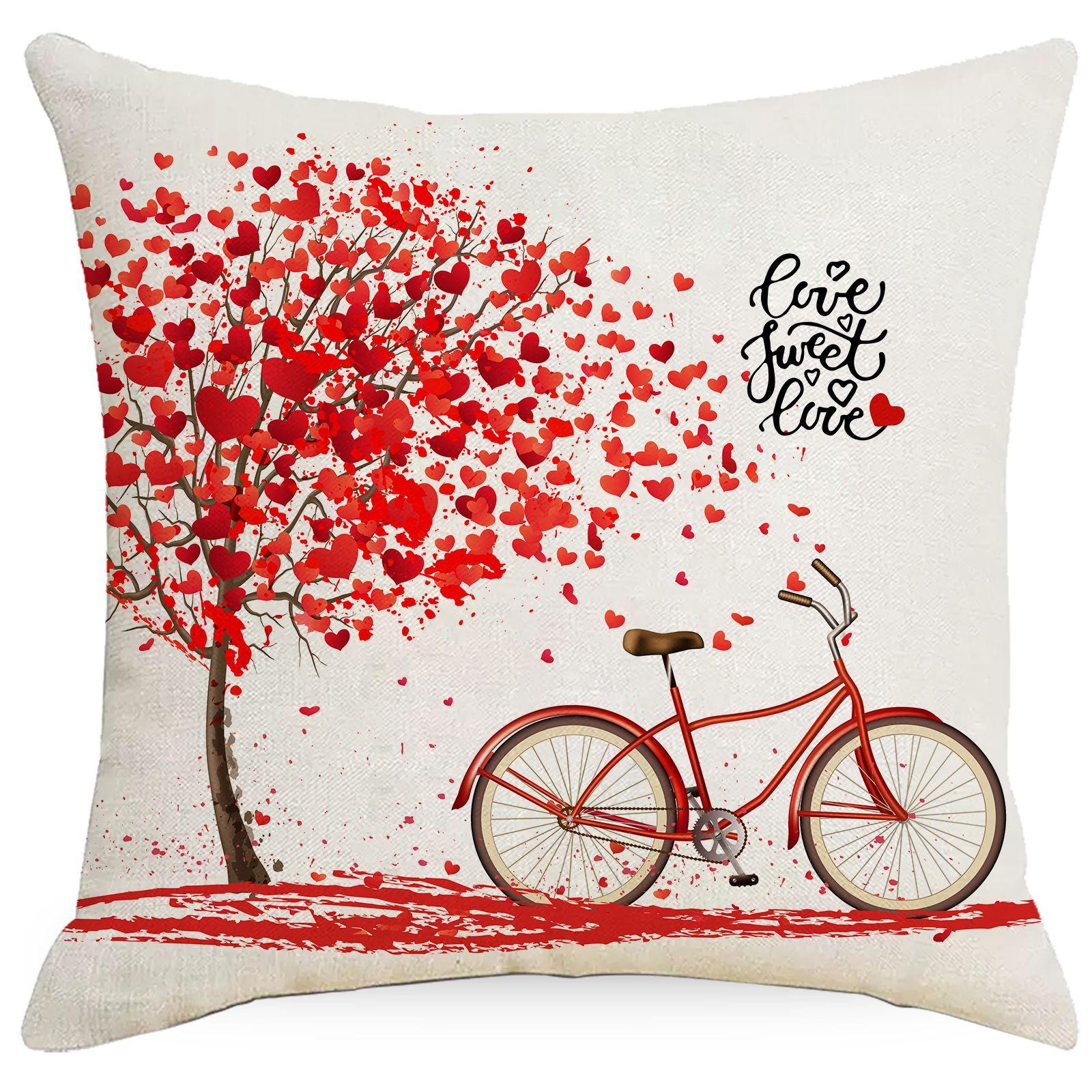 

Наволочка на День святого Валентина Красное дерево любви Льняная наволочка с принтом Спальня Диван Наволочка 45 * 45Cm without pillow core