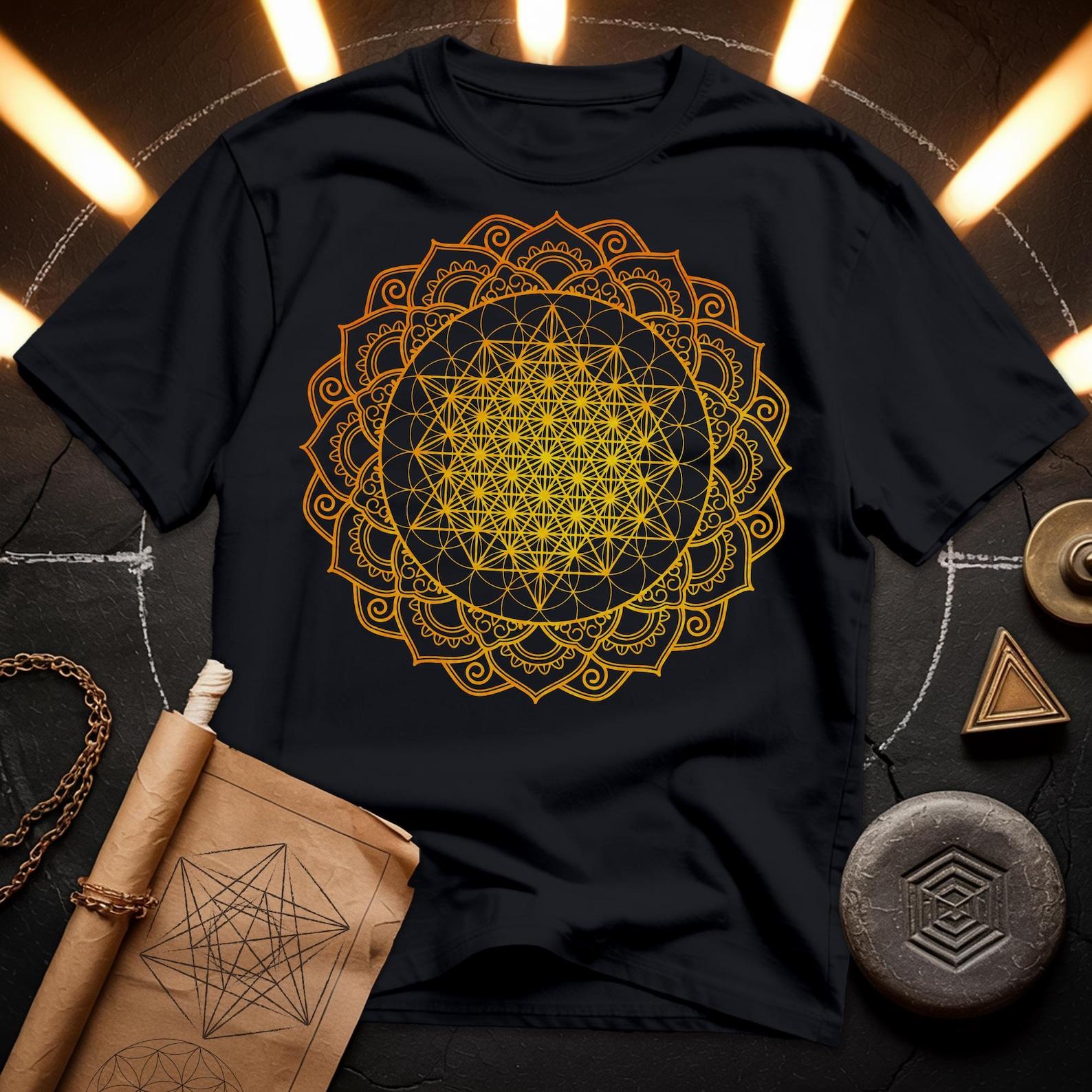 Tetrahedron Mandala T-Shirt | Sacred Geometry Spiritual Tee L