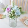 Blandad Bukett med Konstgjorda Blommor Falska Silkesrosor Hortensiablommor med Stjälk Falsk Bröllopsbukett för Brud Blomsterarrangemang Hem Bordsmittpunkt