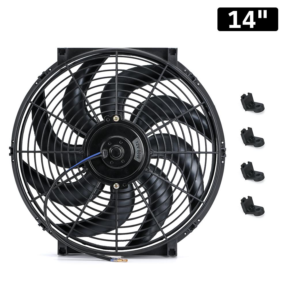 

7 9 10 12 13 14 Inch Universal 12V 80W Slim Reversible Black Blade Electric Cooling Radiator Auto Fan Mounting Kit 14 inch