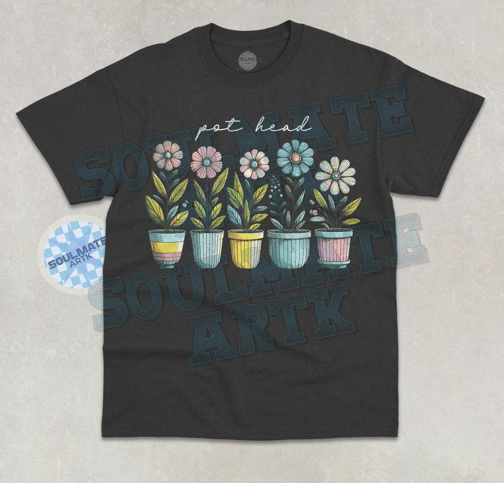Pot Head T-Shirt Funny Plant Lady Gardening Lover Flower Unisex Cute Shirt 2XL