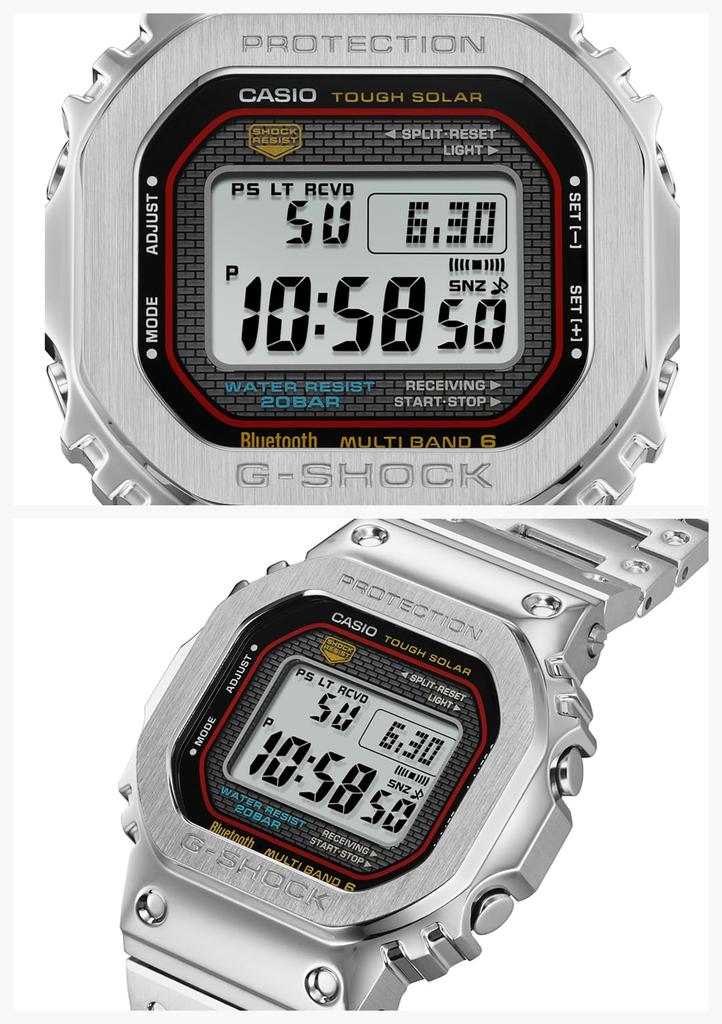 Casio G-Shock Watch GMW-B5000D-1CJF, Men's Silver, Bluetooth-Equipped, Full Metal, Solar-Powered, Radio-Controlled, Authentic Japanese Product