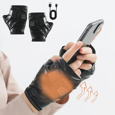 Elektrisch beheizte fingerlose Handschuhe für Männer und Frauen - Touchscreen-Handschuhe, per USB wiederaufladbare beheizte fingerlose Handschuhe mit Überhitzung, Winter