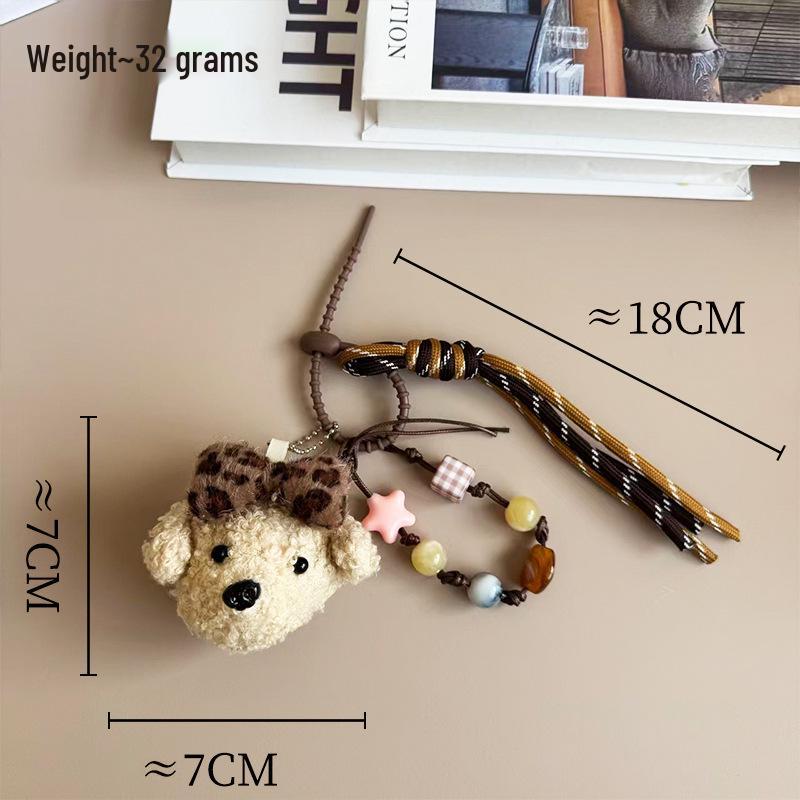 Cute Bow Plush Bear Keychain and Phone Charm Accessory