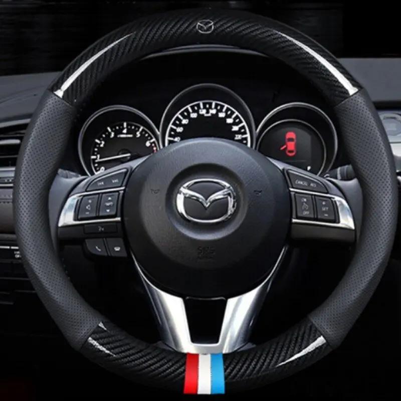 

2025 Hot 38CM Carbon Fiber Leather Steering cover For Mazda