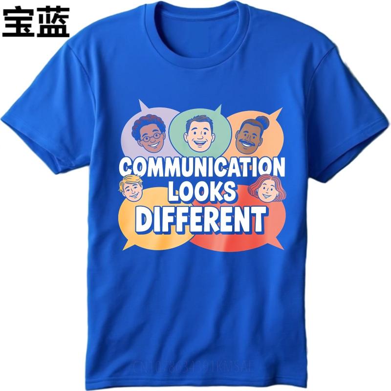 Comfortable Unisex Short Sleeve Tshirt Cotton Communication Looks Different Faces Speech Bubbles Anime Teenagers Tee Shirt
