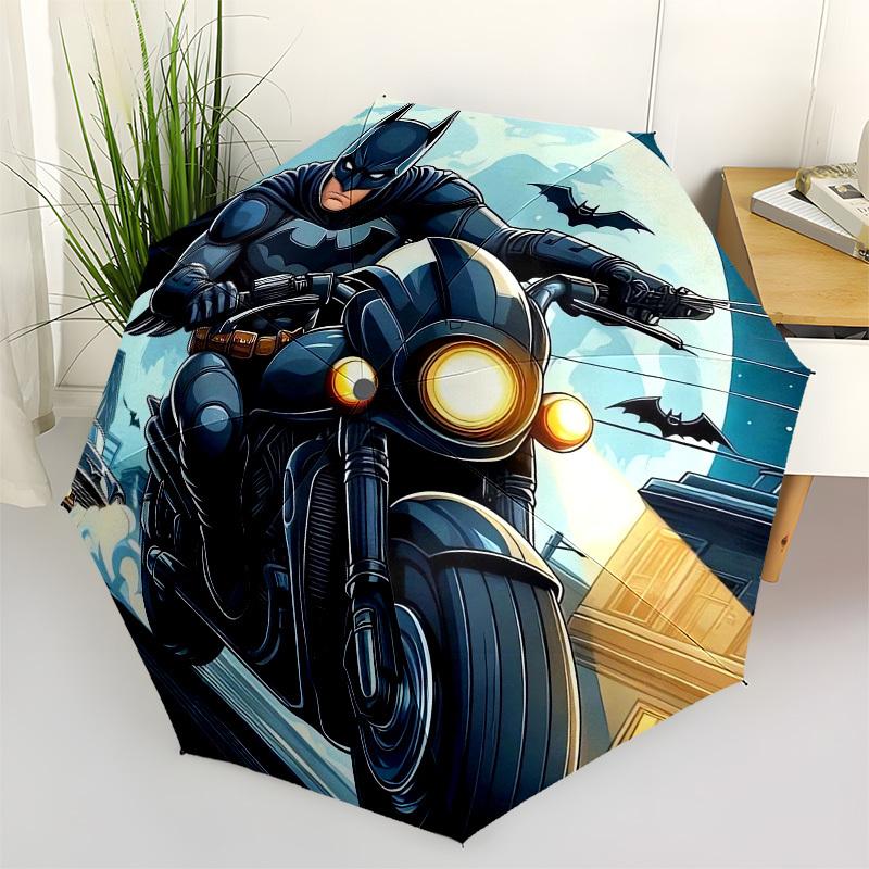 

1pc Batman Motorcycle Night Cityscape Umbrella with Plastic Handle,Suitable for All Seasons Travel Outdoor Multi-functional UmbrellaDCS066