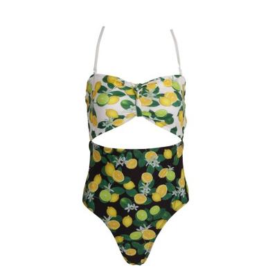 Damen-/Damen-Schwimmkostüm mit Fruchtmuster und Stirnband