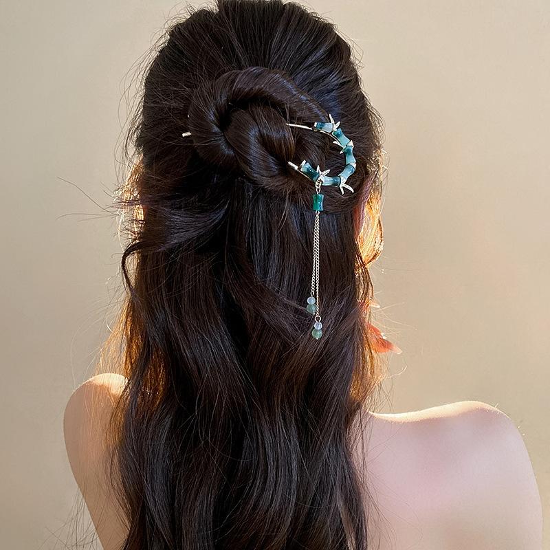 New Chinese Flower Pearl Tassel Hairpin Guochao Fashion Retro Hairpin Hanfu Versatile New Hairpin Hair Accessories Women