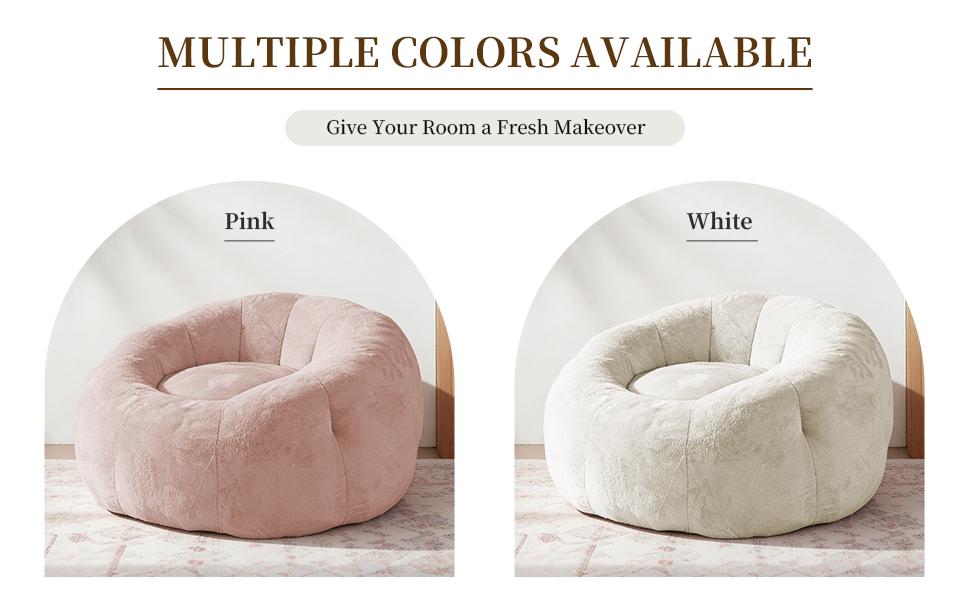 Large Round Bean Bag Lounge Chair with Enhanced Stability for Versatile Living Room and Bedroom Relaxation