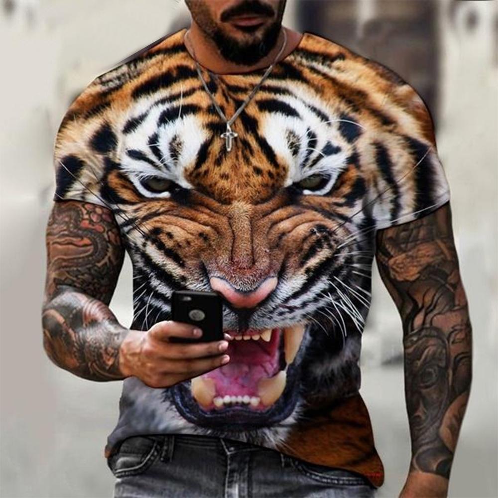 Summer fashion tiger/lion domineering 3D printed personalized cool casual street style T-shirt