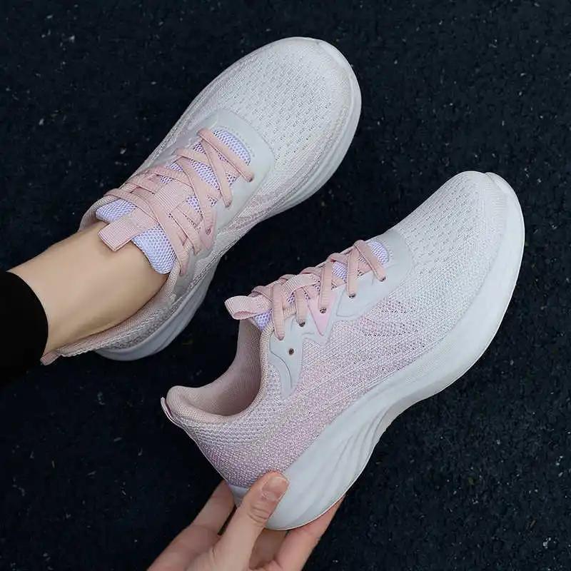Fashion Playform Platformed 34 Size Women's Shoes Woven Jogging Woman Luxury Brand Wide Sneakers Sport Retro Upper Funny Sneacker