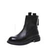 Winter Soft Leather Boots Women's New Autumn Flat-bottomed Rear Zipper Single Boots Velvet Martin Boots Short Boots