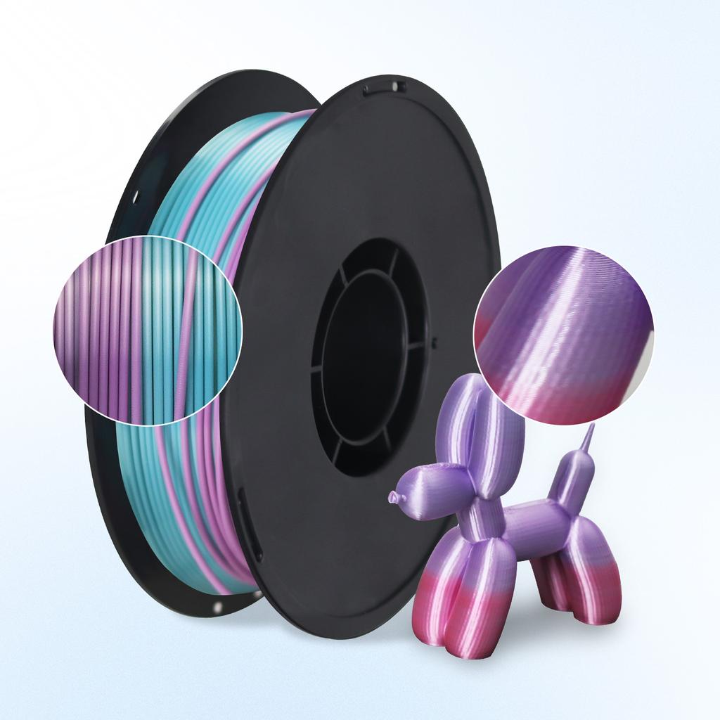 Gradient Rainbow Color PLA Filament 1.75mm 3D Printer Filament 1kg (2.2lbs) Translucent PLA Silk Matte Glitter Gradient Filament