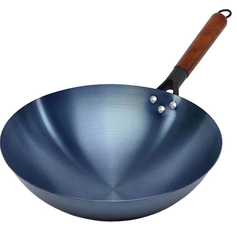 De Qi Beechwood Handle Forged Iron Wok
