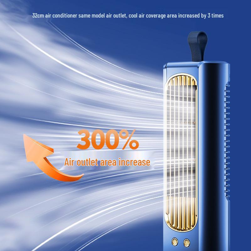 USB Rechargeable Tower Fan with Vertical/Horizontal Settings - Leafless Design for Desktop or Floor