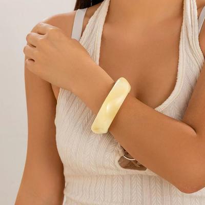 Translucent Resin Bracelet, Exaggerated Irregular Shape Bracelet, Retro Style Lightweight Layered Bangle for Jewelry Gift