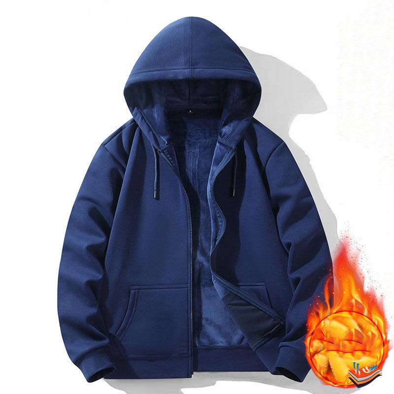 Mikina na zip s kapucí Podzim Zima Hřejivý fleecem podšitý Kompozitní kardigan Čistá bavlna Ležérní Pánský Dámský Základní Jednobarevný Y2k