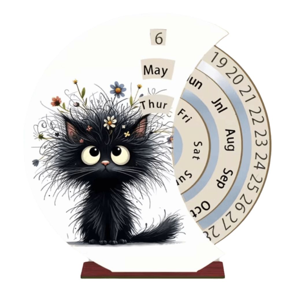 Wooden Material Perpetual Calendar Manual Rotating Manual Rotating Calendar  Home Decoration