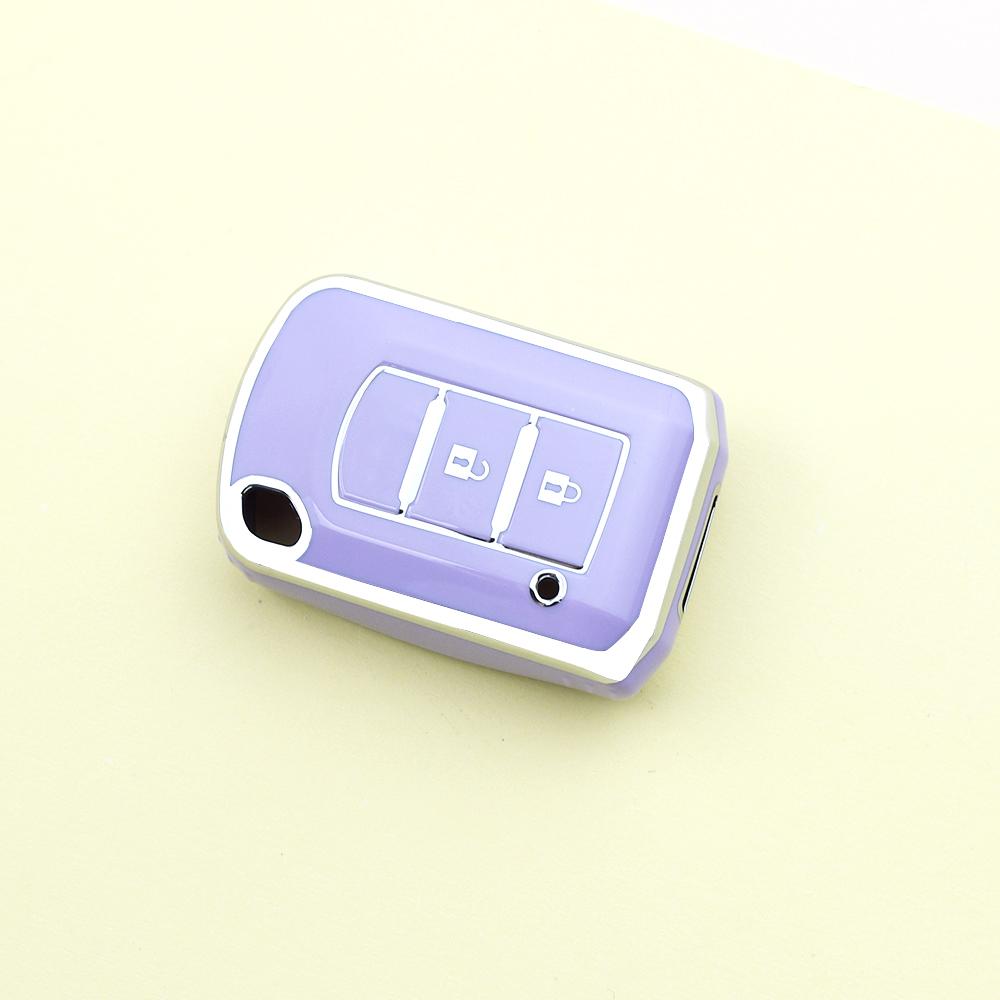 Silver Edge For Mitsubishi Outlander Eclipse Cross ASX Lancer EX Galant Pajero 2/3 Buttons Shell Fob Holder  TPU Car Key Cover Case Keyless