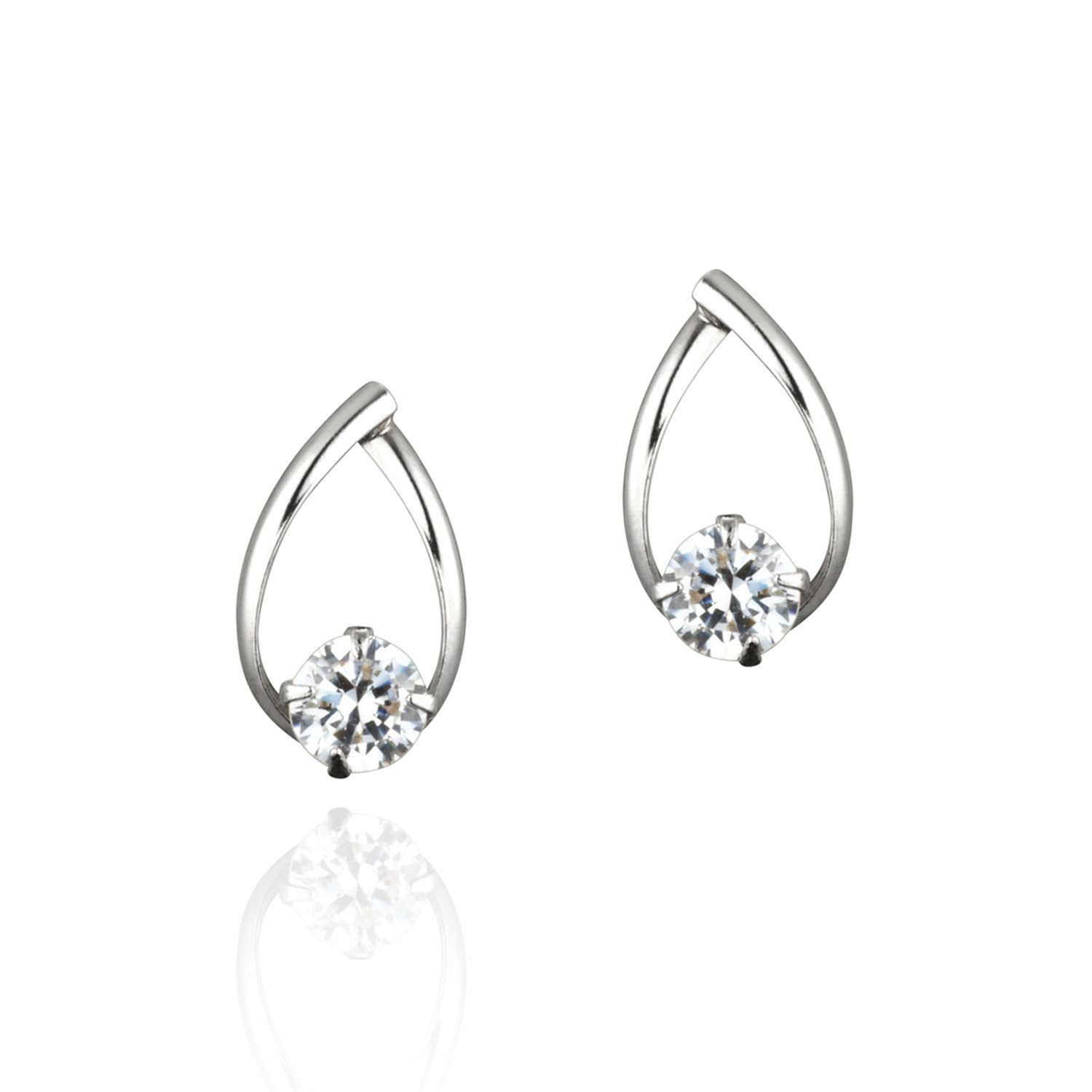 

K10 White Gold Earrings with Cubic Zirconia 151136553204 canal4℃ (WG)