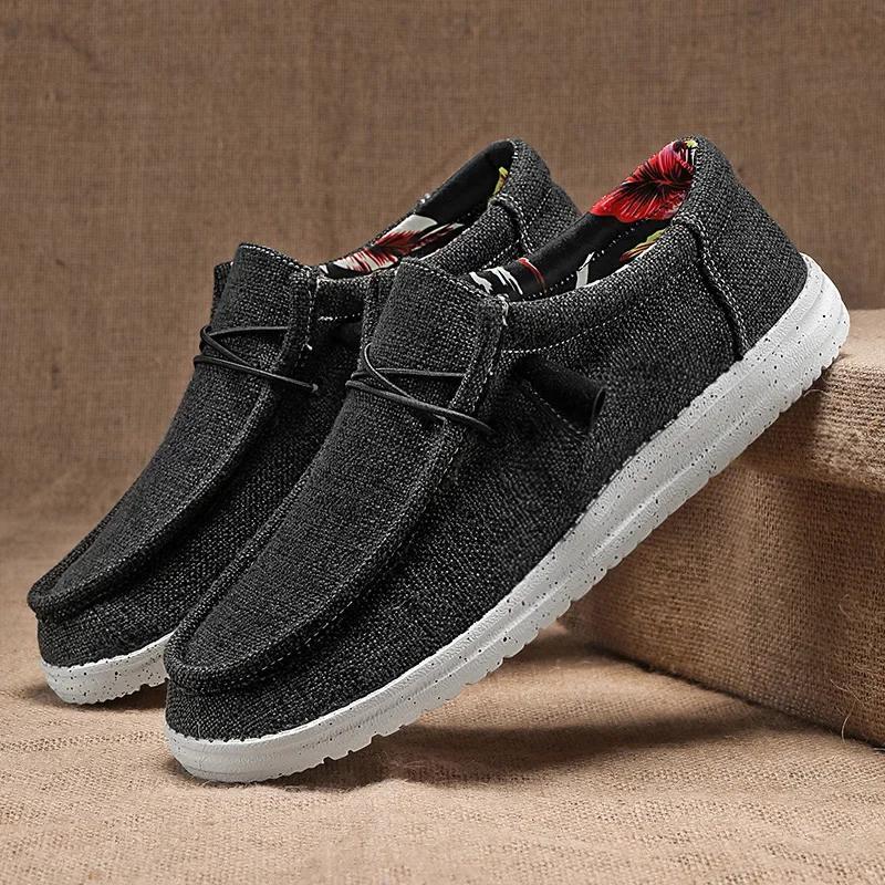Fashion Men Canvas Shoes Luxury Brand Slip-on Mens Loafers Breathable Lightweight Men Casual Shoes Driving Shoes Plus Size 39-47