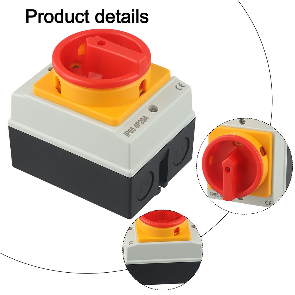 4P 20A 440V Main Switch Circuit Breaker High Strength Polycarbonate Electrical Socket 100*80*66mm Circuit Switching