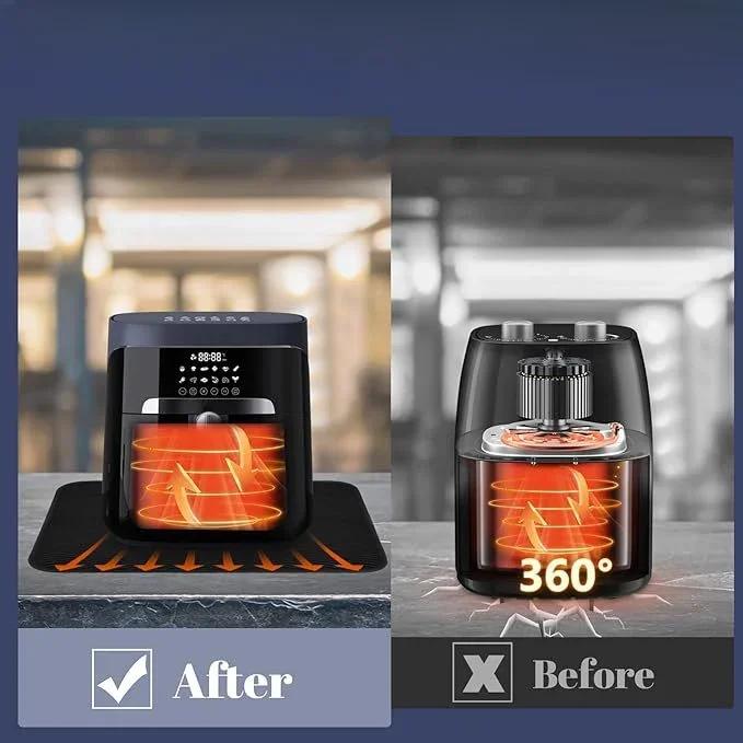 For Kitchen Appliances Black Air Fryer Mat Silicone Coated Pad Silicone Coated Fiberglass Waterproof And Oil-proof