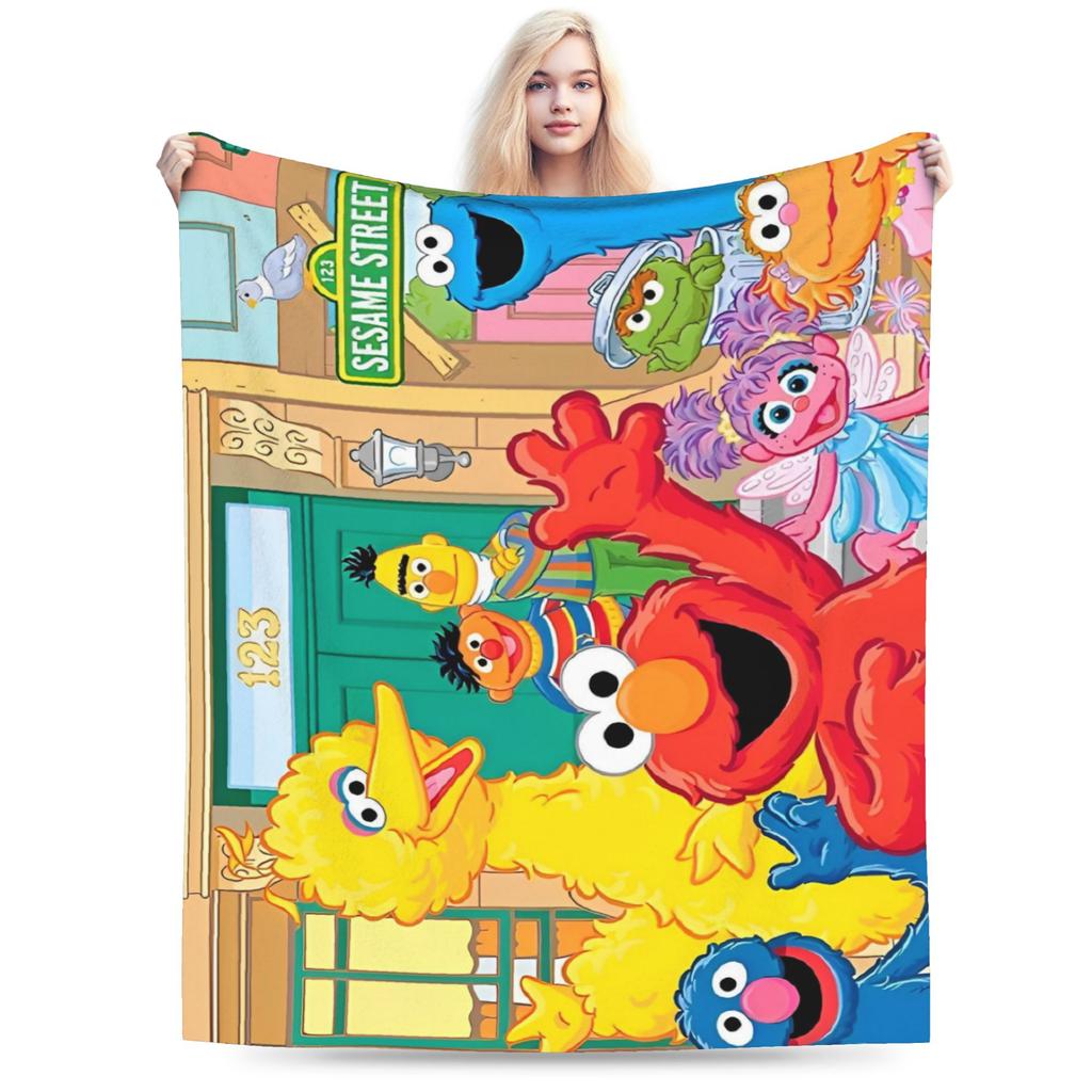 Cookie Monsters Cartoon  Blanket Fleece Decoration Sesame Street SesameStreet Soft Throw Blanket for Sofa Car Plush Thin Quilt