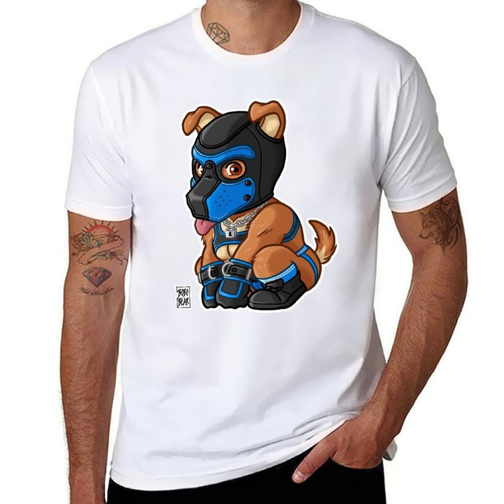 Playful Puppy Blue Mask Bearzoo Series Tshirt No Iron Casual Short Sleeve Top