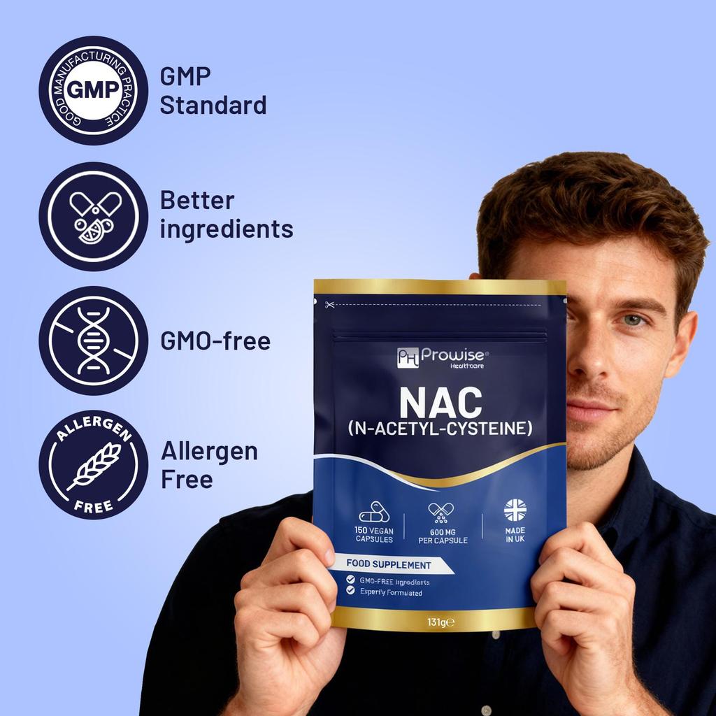 NAC N-Acetilcisteina 600mg 150 Capsule | Prodotto nel Regno Unito da Prowise Healthcare