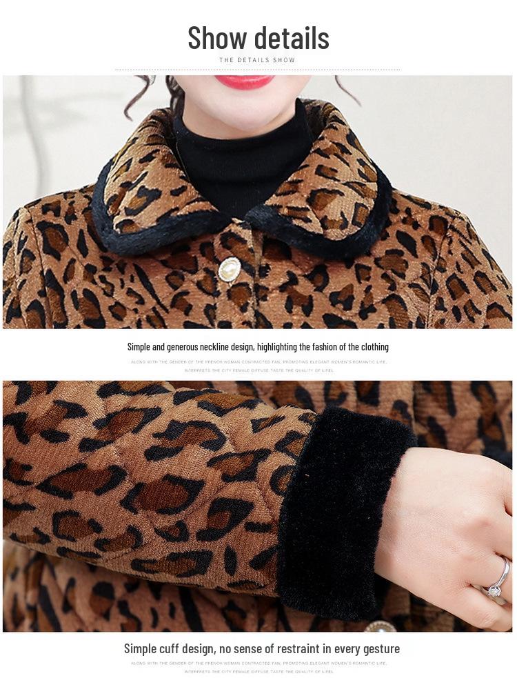 Stylish Winter Velvet-Trimmed Cotton Jacket & Pants Set for Middle-Aged and Elderly: Warm, Loose-Fit Two-Piece Suit