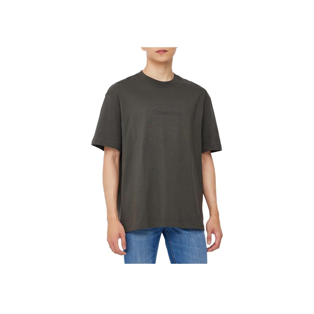 Calvin Klein Solid Color Loose Fit Crew Neck Short Sleeve T-Shirt Men Tops Gray 40HM228PAR