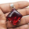 Certified 104.45 Ct Lab Created Red Ruby Pendant 925 Sterling Silver Square Gems My-383-k
