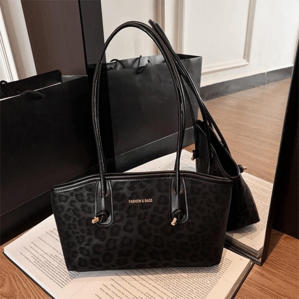 Unique Retro Leopard Print Underarm Bags Large Capacity Modern Leather Shoulder Bags Handbags Luxury Tote Bag Work