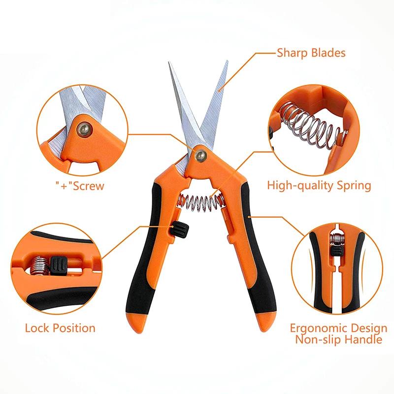 3pcs Garden Pruning Shears Potted Flowers Trim Branches Scissors Fruit Picking Scissors Orchard Farm Gardening Hand Shear Tools