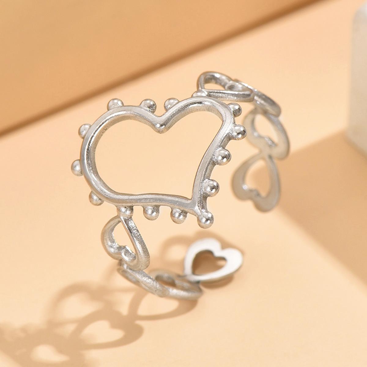 Middle Eastern Retro Heart Stainless Steel Adjustable Ring