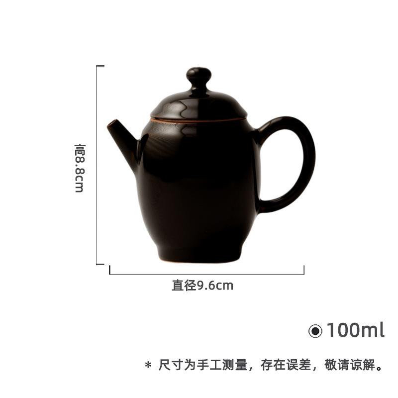 

100ml Black Gold Black Glaze Teapot Handmade Tea Infuser Pot Tea Maker Kettle With Strainer Tea Ceremony Accessories Ornaments