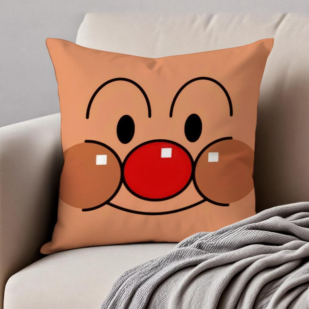 Cute Japanese Anime AAnpanman Cushion Cover Pillowcase Antidustmite Invisible Zipper Short Plush Sofa Cushion