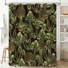 Mushroom Print Shower Curtain Waterproof Bathroom Decor Home Decoration Wall Hangings for Bathtub Kitchen Green and Brown Colors