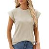 Women's Summer Solid Color Crew Neck Cover Shoulder Sleeve T-shirt Top Vest