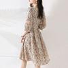 Elegant Broken Flowers A-Line Dresses Vintage Lace V-Neck Spliced Female Clothing Summer Hollow Out Drawstring Waist Midi Dress
