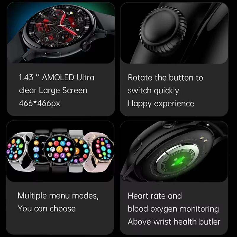 2025 New NFC GPS Smart Watch Women AMOLED Always On Display BT Call Heart Rate Blood Pressure Fitness Track Smartwatch 66*466 HD Screen