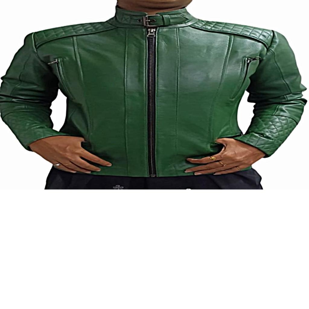 Women's Green Leather Biker Jacket,Motorcycle Jacket,Bomber Jacket,Quilted Biker Jacket,Moto Jacket,Christmas Gift For Her,halloween Gift For Her