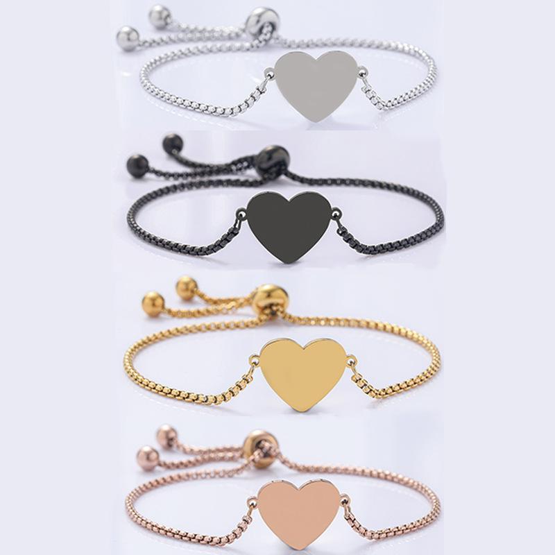 Factory Fashion Bracelet Stainless Steel Bracelet Pendant Love Pendant Blank Laser Engravable Printing Blank Material