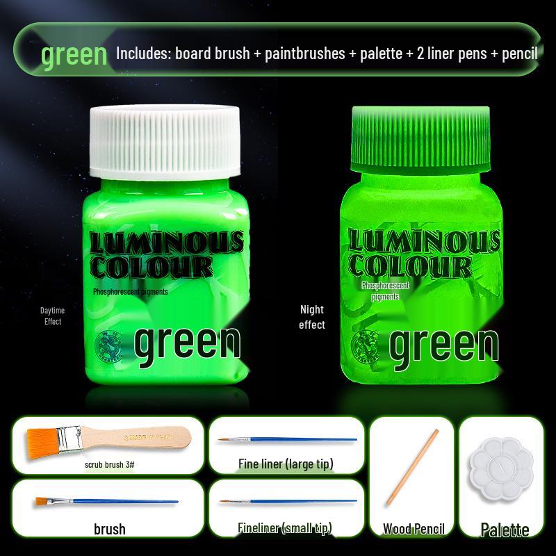 Glow-in-the-Dark Fluorescent Pigment Set for Kids - Perfect for DIY Clothes, Shoes, Plaster Dolls, and Hand-Painted Crafts!
