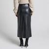 PU Leather High Waisted Zipper Midi Skirt: Autumn/Winter Bodycon Slit Skirt for Women