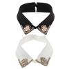 Colletto Chiffon Rimovibile con Decorazioni di Strass Mezzo Colletto per Uniformi e Spilla Decorazione per Abiti